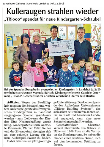 Spenden Zeitungsbericht